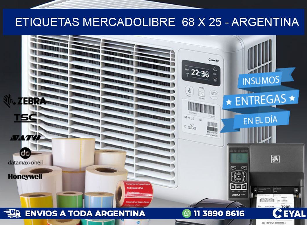 ETIQUETAS MERCADOLIBRE  68 x 25 - ARGENTINA