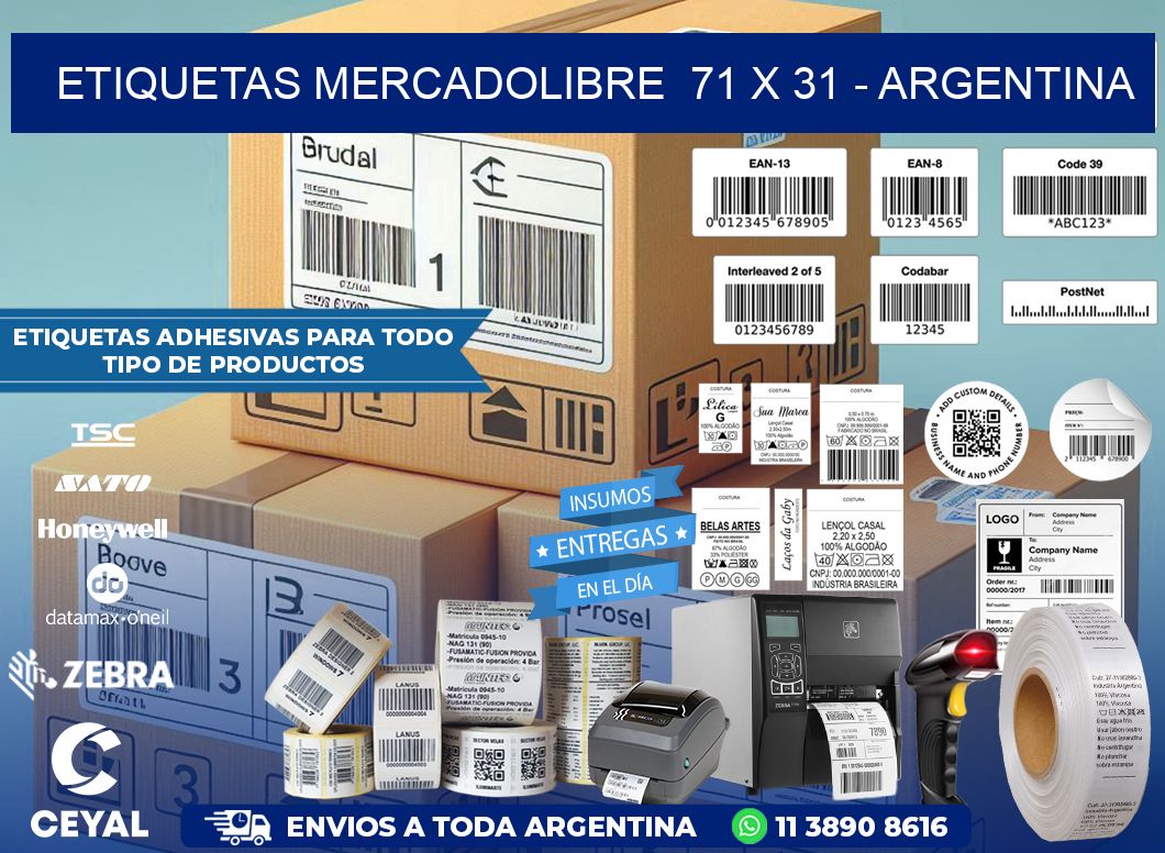 ETIQUETAS MERCADOLIBRE  71 x 31 – ARGENTINA