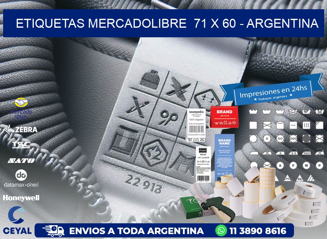 ETIQUETAS MERCADOLIBRE  71 x 60 - ARGENTINA