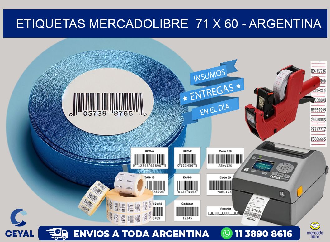 ETIQUETAS MERCADOLIBRE  71 x 60 - ARGENTINA