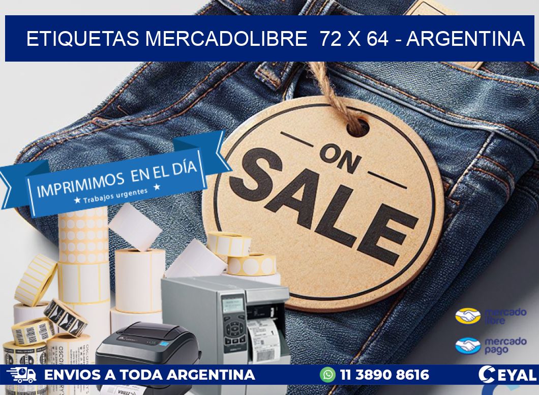 ETIQUETAS MERCADOLIBRE  72 x 64 - ARGENTINA