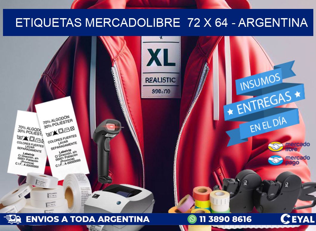 ETIQUETAS MERCADOLIBRE  72 x 64 – ARGENTINA