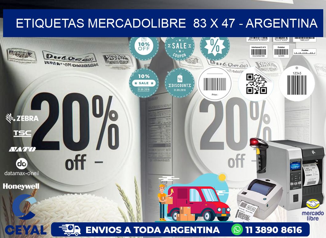 ETIQUETAS MERCADOLIBRE  83 x 47 - ARGENTINA