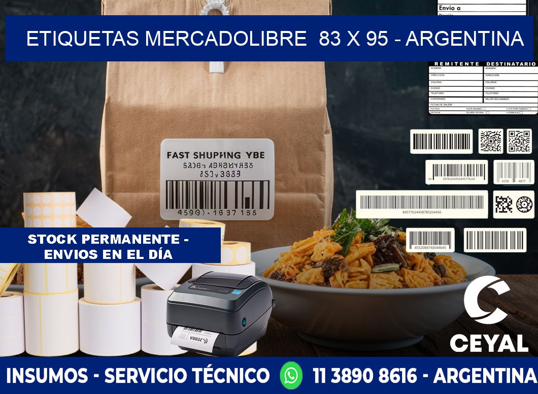 ETIQUETAS MERCADOLIBRE  83 x 95 - ARGENTINA