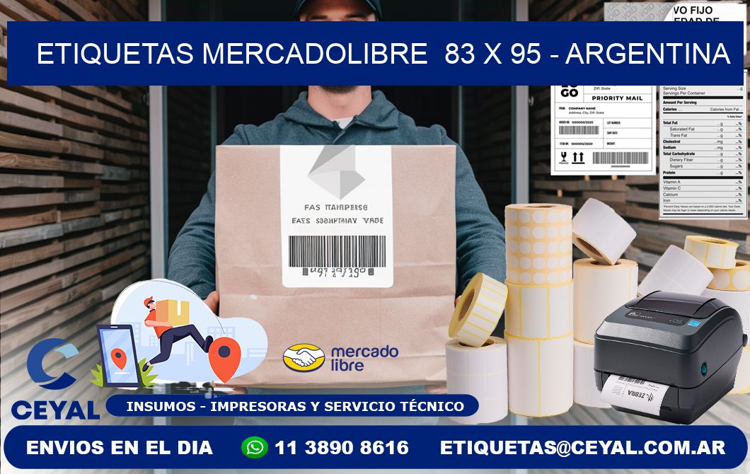 ETIQUETAS MERCADOLIBRE  83 x 95 - ARGENTINA