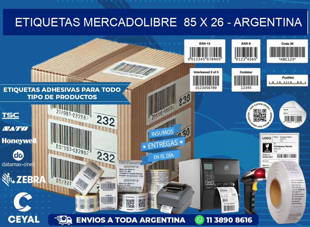 ETIQUETAS MERCADOLIBRE  85 x 26 – ARGENTINA